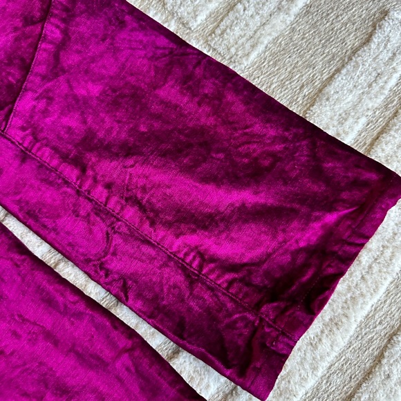 4. Free people crushed velvet cranberry colored pants - Picture 2 of 4
